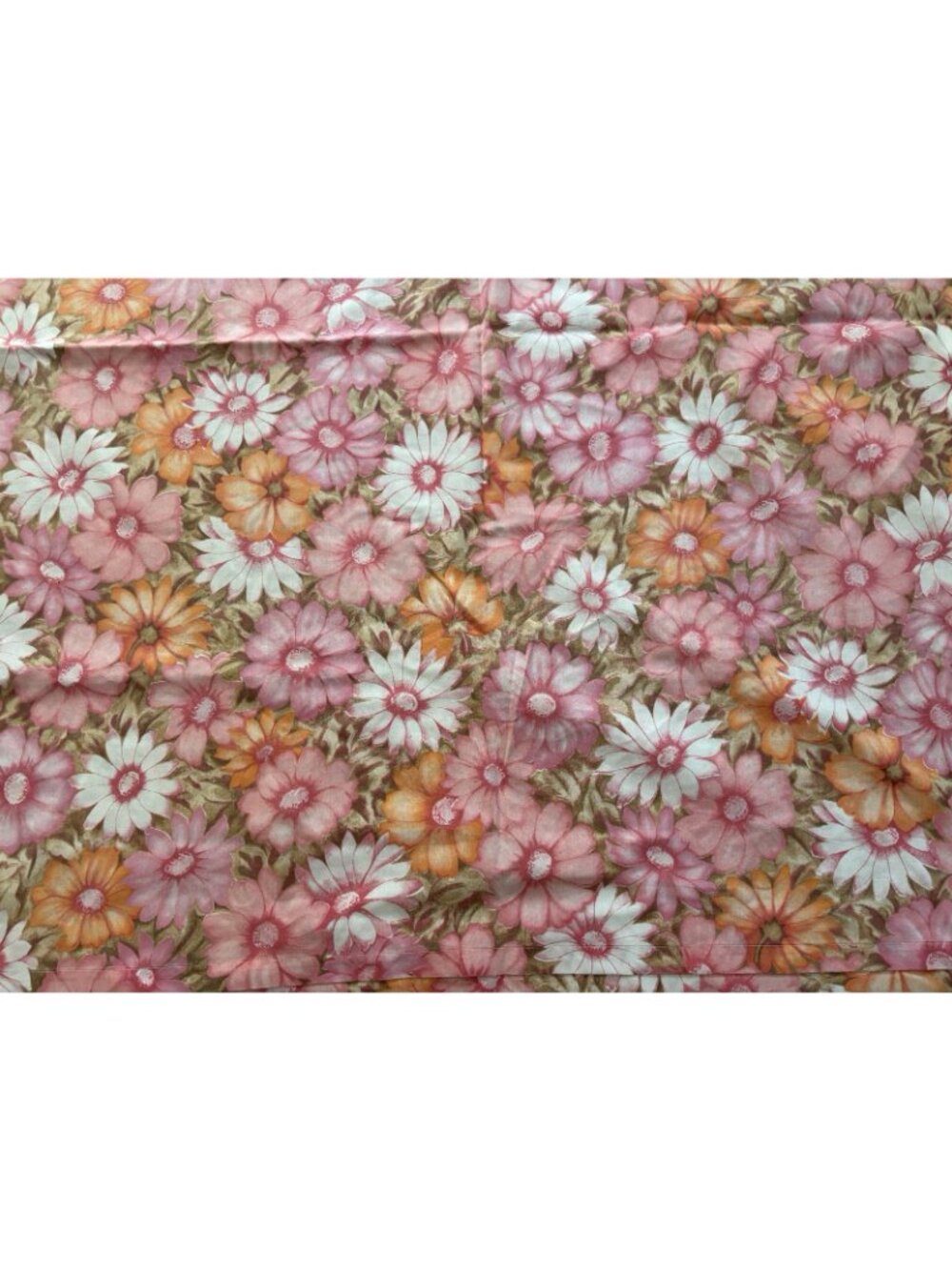 Vintage Monticello Cotton Blend Pink Floral Fabric Twin Flat Sheet 70s - Picture 3 of 3